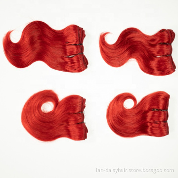 Brazilian Short  Body Wave Human Hair 6 inches Bundles Remy Human Hair High Ratio Red color Hair